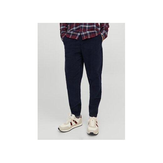 Jack&Jones Spodnie materiałowe 12237547 Granatowy Tapered Fit ze sklepu MODIVO w kategorii Spodnie męskie - zdjęcie 168543141