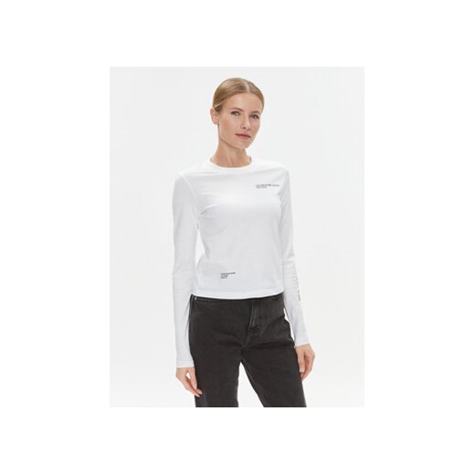 Calvin Klein Jeans Bluzka J20J222644 Biały Regular Fit ze sklepu MODIVO w kategorii Bluzki damskie - zdjęcie 168543601