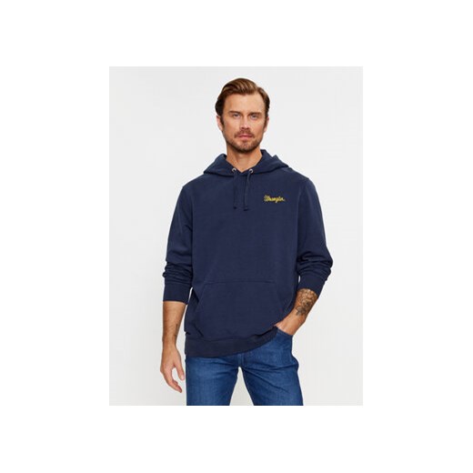 Wrangler Bluza Logo 112341241 Granatowy Relaxed Fit ze sklepu MODIVO w kategorii Bluzy męskie - zdjęcie 168546153