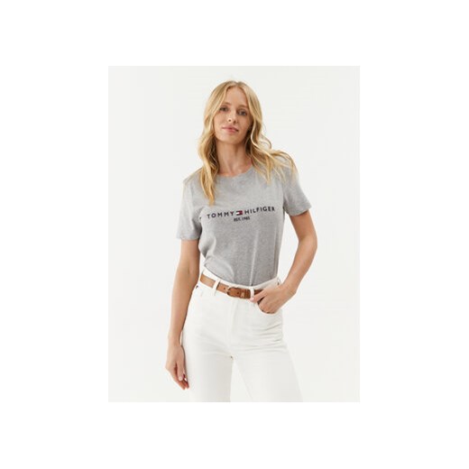Tommy Hilfiger T-Shirt Heritage WW0WW31999 Szary Regular Fit ze sklepu MODIVO w kategorii Bluzki damskie - zdjęcie 168547101
