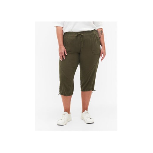 Zizzi Spodnie materiałowe J80001J Zielony Loose Fit ze sklepu MODIVO w kategorii Spodnie damskie - zdjęcie 168547750