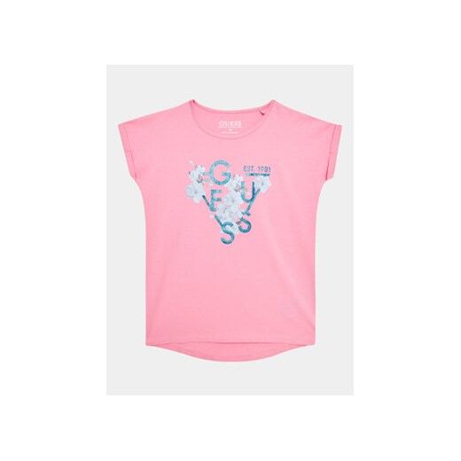 Guess T-Shirt J3GI21 K6YW1 Różowy Regular Fit ze sklepu MODIVO w kategorii Bluzki dziewczęce - zdjęcie 168547990