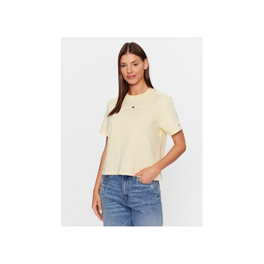 Tommy Jeans T-Shirt Serif Linear DW0DW15049 Żółty Relaxed Fit ze sklepu MODIVO w kategorii Bluzki damskie - zdjęcie 168549372