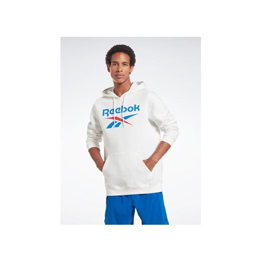 Reebok Bluza Identity Stacked Logo H54805 Biały Regular Fit ze sklepu MODIVO w kategorii Bluzy męskie - zdjęcie 168549450
