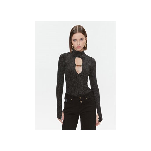Versace Jeans Couture Bluzka 75HAFM48 Czarny Slim Fit ze sklepu MODIVO w kategorii Bluzki damskie - zdjęcie 168550871
