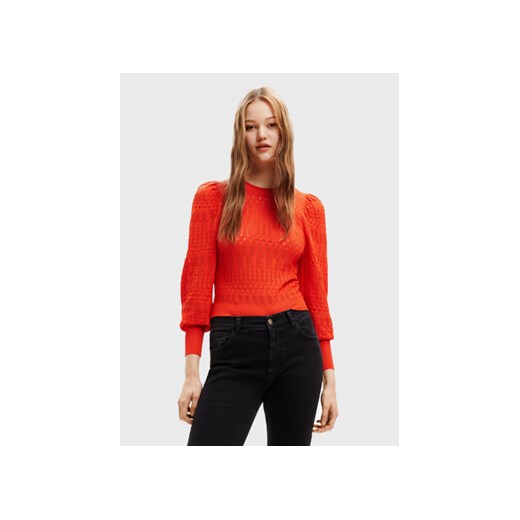 Desigual Sweter Ona 22WWJFAG Pomarańczowy Regular Fit ze sklepu MODIVO w kategorii Swetry damskie - zdjęcie 168552591