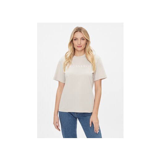 Trussardi T-Shirt 56T00592 Beżowy Regular Fit ze sklepu MODIVO w kategorii Bluzki damskie - zdjęcie 168552603