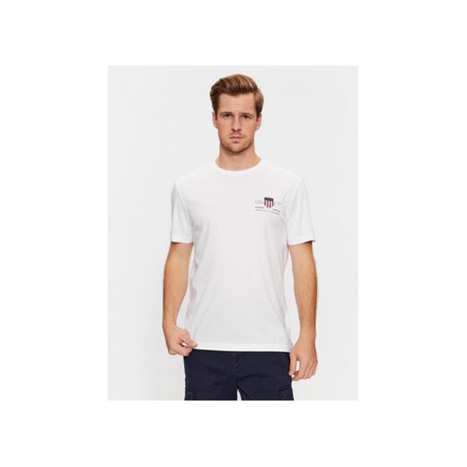 Gant T-Shirt Reg Archive Shield Emb Ss 2067004 Biały Regular Fit ze sklepu MODIVO w kategorii T-shirty męskie - zdjęcie 168553901