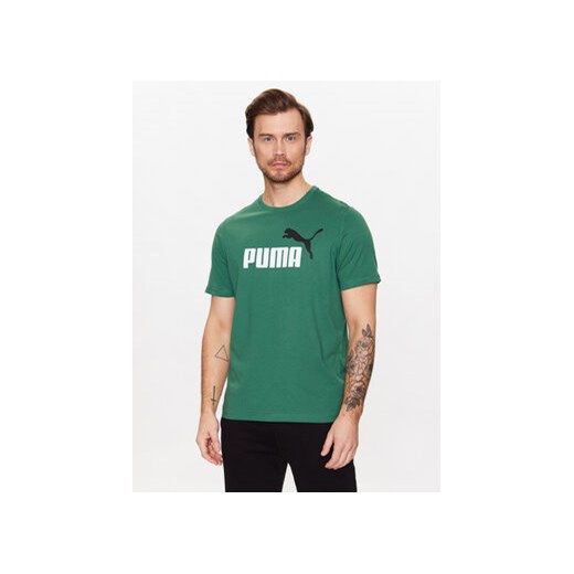 Puma T-Shirt Essentials+2Col Logo 586759 Zielony Regular Fit ze sklepu MODIVO w kategorii T-shirty męskie - zdjęcie 168554431