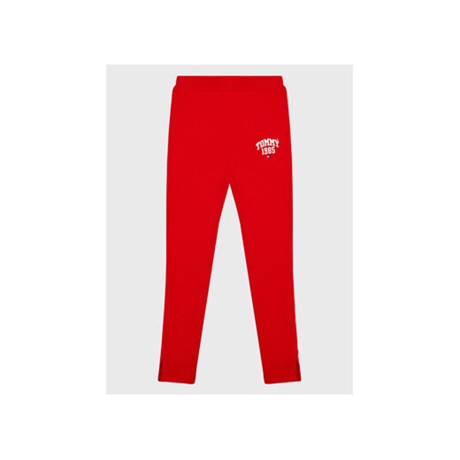 Tommy Hilfiger Legginsy Varsity KG0KG07310 D Czerwony Slim Fit ze sklepu MODIVO w kategorii Spodnie dziewczęce - zdjęcie 168555324