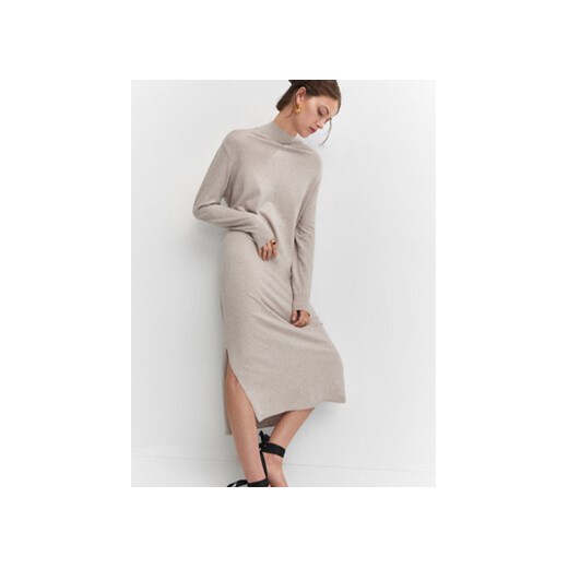 Mango Sukienka dzianinowa Vieirabs 57073801 Beżowy Regular Fit Mango L MODIVO wyprzedaż