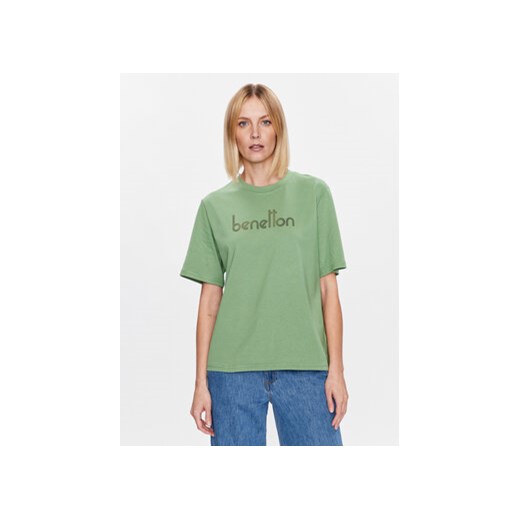 United Colors Of Benetton T-Shirt 3BL0D103H Zielony Regular Fit ze sklepu MODIVO w kategorii Bluzki damskie - zdjęcie 168556342