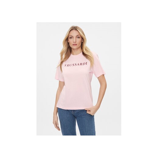 Trussardi T-Shirt 56T00592 Różowy Regular Fit ze sklepu MODIVO w kategorii Bluzki damskie - zdjęcie 168559571