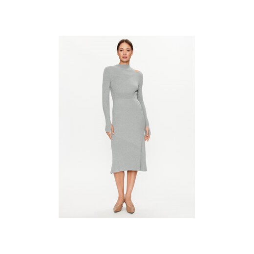 Calvin Klein Sukienka dzianinowa K20K205780 Szary Regular Fit ze sklepu MODIVO w kategorii Sukienki - zdjęcie 168560392