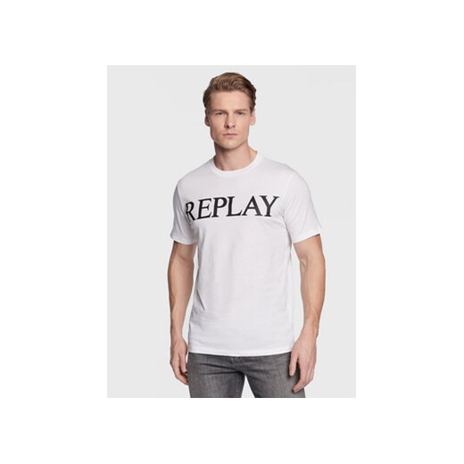 Replay T-Shirt M6475.000.22980 Biały Regular Fit Replay XL promocja MODIVO