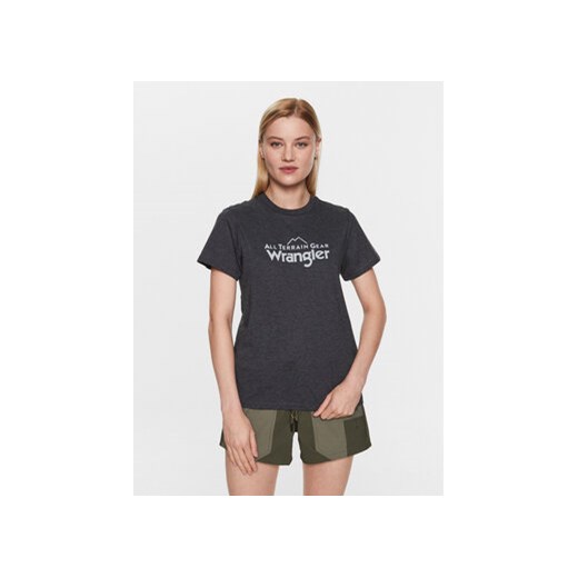 Wrangler T-Shirt Logo Tee WC5FGEB00 112326375 Szary Regular Fit ze sklepu MODIVO w kategorii Bluzki damskie - zdjęcie 168561711