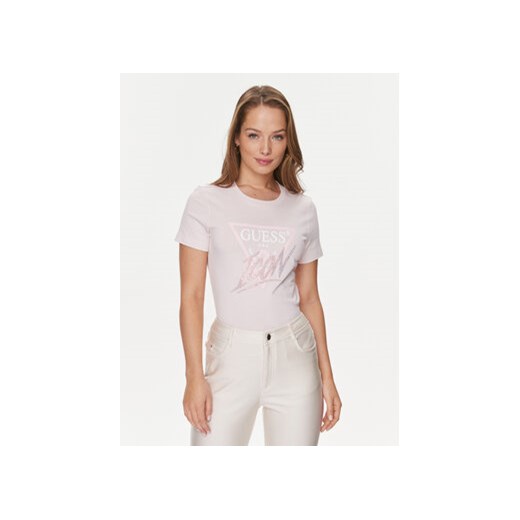 Guess T-Shirt Icon W4RI41 I3Z14 Różowy Slim Fit ze sklepu MODIVO w kategorii Bluzki damskie - zdjęcie 168562043