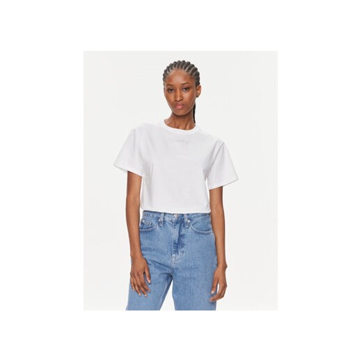 Calvin Klein T-Shirt Micro Logo K20K206629 Biały Regular Fit ze sklepu MODIVO w kategorii Bluzki damskie - zdjęcie 168562671