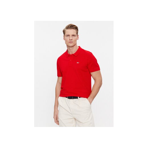 Tommy Jeans Polo DM0DM18312 Czerwony Slim Fit ze sklepu MODIVO w kategorii T-shirty męskie - zdjęcie 168562960