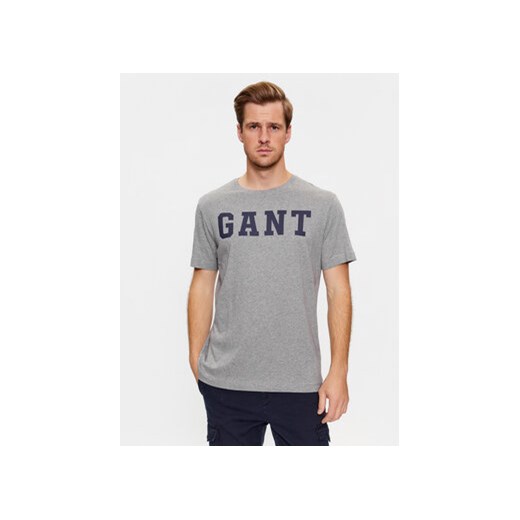 Gant T-Shirt Md. Gant Ss 2003213 Szary Regular Fit ze sklepu MODIVO w kategorii T-shirty męskie - zdjęcie 168563860