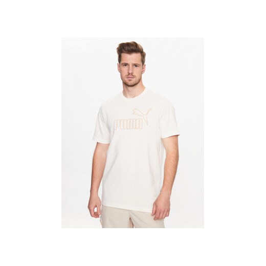 Puma T-Shirt Essentials Elevated 673385 Beżowy Regular Fit ze sklepu MODIVO w kategorii T-shirty męskie - zdjęcie 168564681
