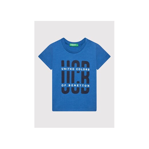 United Colors Of Benetton T-Shirt 3I1XG100G Niebieski Regular Fit ze sklepu MODIVO w kategorii Koszulki niemowlęce - zdjęcie 168564710