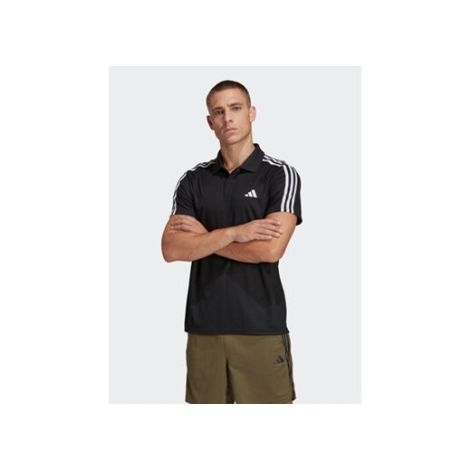 adidas Polo Train Essentials Piqué 3-Stripes Training Polo Shirt IB8107 Czarny Regular Fit ze sklepu MODIVO w kategorii T-shirty męskie - zdjęcie 168566340