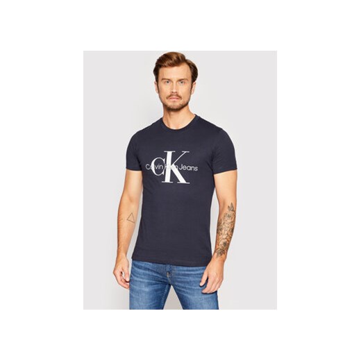 Calvin Klein Jeans T-Shirt J30J320935 Granatowy Slim Fit ze sklepu MODIVO w kategorii T-shirty męskie - zdjęcie 168566621