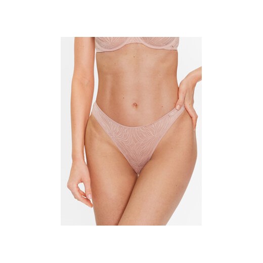 Calvin Klein Underwear Stringi 000QF6878E Beżowy ze sklepu MODIVO w kategorii Majtki damskie - zdjęcie 168567033