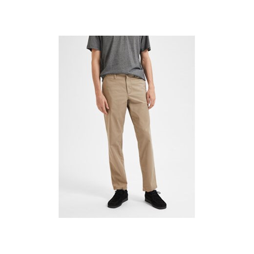 Selected Homme Spodnie materiałowe New 16087665 Beżowy Regular Fit ze sklepu MODIVO w kategorii Spodnie męskie - zdjęcie 168567804