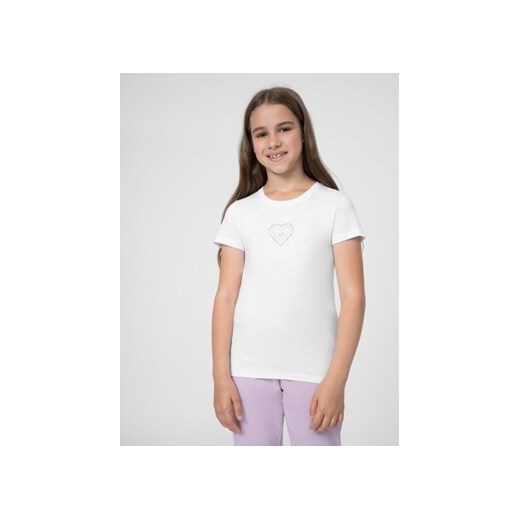 4F T-Shirt 4FJSS23TTSHF384 Biały Regular Fit 152 MODIVO