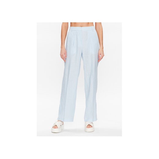 Remain Spodnie materiałowe Linen 500160190 Niebieski Regular Fit ze sklepu MODIVO w kategorii Spodnie damskie - zdjęcie 168569292