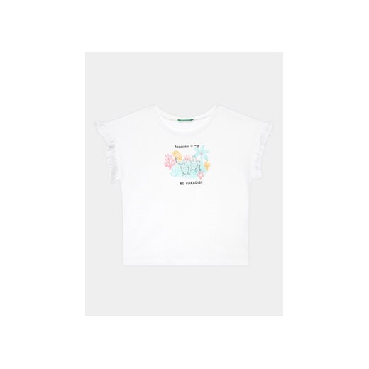 United Colors Of Benetton T-Shirt 3096G1093 Biały Regular Fit ze sklepu MODIVO w kategorii Bluzki dziewczęce - zdjęcie 168569304