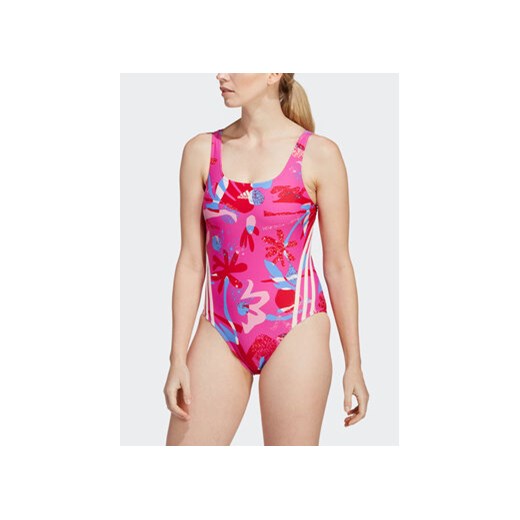 adidas Strój kąpielowy Floral 3-Stripes Swimsuit IB5995 Różowy Regular Fit ze sklepu MODIVO w kategorii Stroje kąpielowe - zdjęcie 168569502