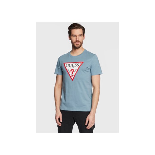 Guess T-Shirt Original Logo M2YI71 I3Z11 Niebieski Slim Fit ze sklepu MODIVO w kategorii T-shirty męskie - zdjęcie 168569562
