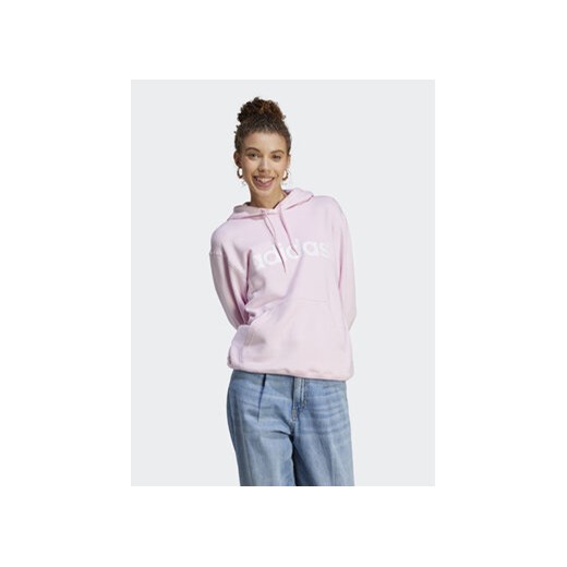 adidas Bluza Essentials Linear Hoodie IL3343 Różowy Regular Fit ze sklepu MODIVO w kategorii Bluzy damskie - zdjęcie 168569864