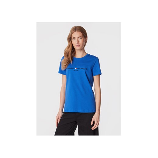 Tommy Hilfiger T-Shirt WW0WW28681 Niebieski Regular Fit ze sklepu MODIVO w kategorii Bluzki damskie - zdjęcie 168571241