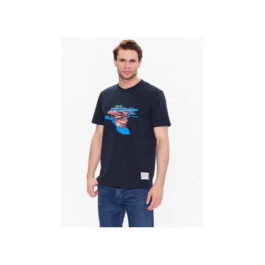 Woolrich T-Shirt Painted Zavikon CFWOTE0099MRUT2926 Granatowy Regular Fit ze sklepu MODIVO w kategorii T-shirty męskie - zdjęcie 168573000