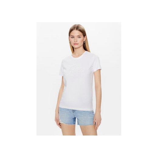 Guess T-Shirt Script W3GI36 I3Z14 Biały Regular Fit ze sklepu MODIVO w kategorii Bluzki damskie - zdjęcie 168575472