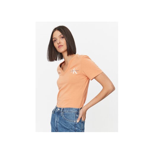 Calvin Klein Jeans T-Shirt J20J221429 Pomarańczowy Regular Fit ze sklepu MODIVO w kategorii Bluzki damskie - zdjęcie 168575670