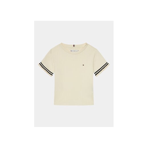 Tommy Hilfiger T-Shirt KG0KG07743 D Beżowy Slim Fit ze sklepu MODIVO w kategorii T-shirty chłopięce - zdjęcie 168576752