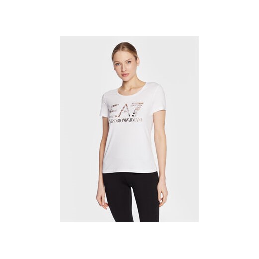 EA7 Emporio Armani T-Shirt 3RTT17 TJDZZ 1100 Biały Regular Fit ze sklepu MODIVO w kategorii Bluzki damskie - zdjęcie 168577193