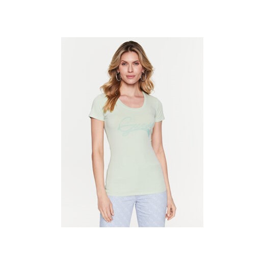 Guess T-Shirt Adelina W3RI14 J1314 Zielony Slim Fit ze sklepu MODIVO w kategorii Bluzki damskie - zdjęcie 168579114