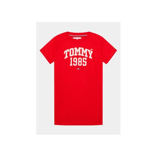Tommy Hilfiger Sukienka codzienna Varsity KG0KG07191 D Czerwony Regular Fit ze sklepu MODIVO w kategorii Sukienki dziewczęce - zdjęcie 168579393