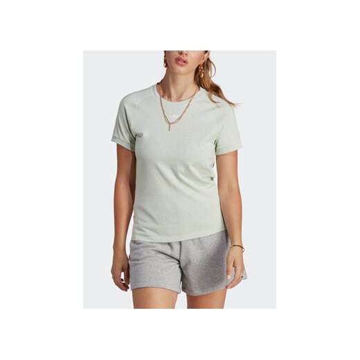 adidas T-Shirt Essentials+ Made with Hemp T-Shirt HA7151 Zielony Slim Fit ze sklepu MODIVO w kategorii Bluzki damskie - zdjęcie 168580314