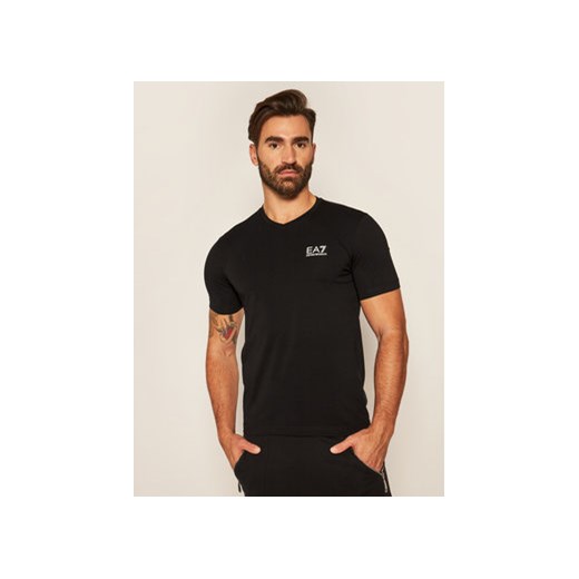 EA7 Emporio Armani T-Shirt 8NPT53 PJM5Z 1200 Czarny Regular Fit ze sklepu MODIVO w kategorii T-shirty męskie - zdjęcie 168580824