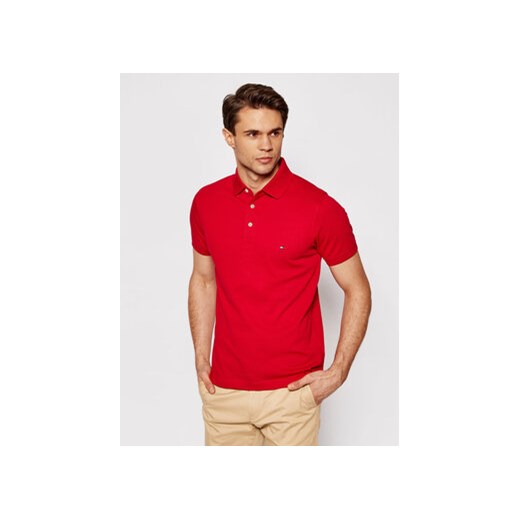 Tommy Hilfiger Polo 1985 MW0MW17771 Czerwony Slim Fit ze sklepu MODIVO w kategorii T-shirty męskie - zdjęcie 168581234