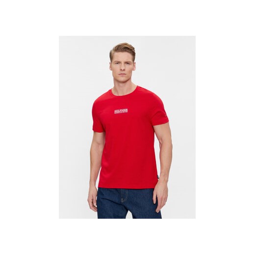 Tommy Hilfiger T-Shirt Small Hilfiger Tee MW0MW34387 Czerwony Slim Fit ze sklepu MODIVO w kategorii T-shirty męskie - zdjęcie 168581822