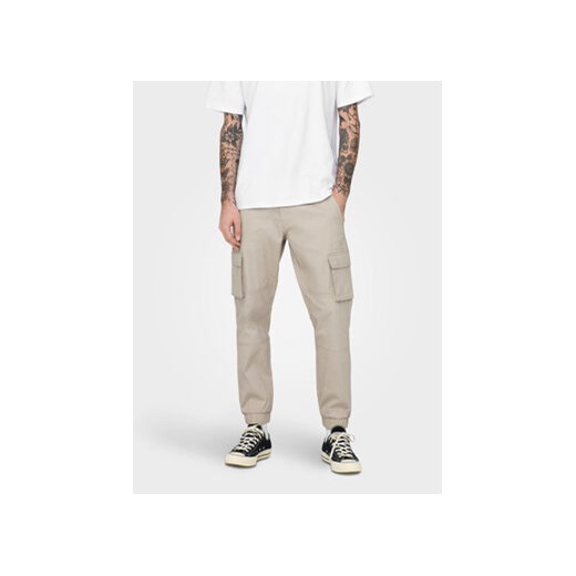 Only & Sons Spodnie materiałowe Cam 22016687 Beżowy Tapered Fit ze sklepu MODIVO w kategorii Spodnie męskie - zdjęcie 168581870
