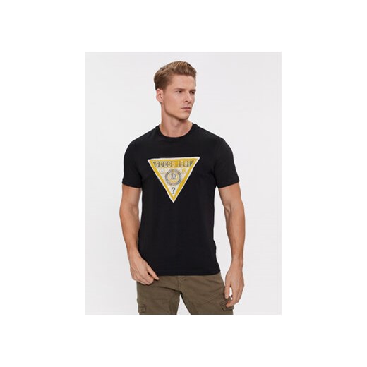 Guess T-Shirt Ss Cn Triangle M4RI38 J1314 Czarny Slim Fit ze sklepu MODIVO w kategorii T-shirty męskie - zdjęcie 168582234